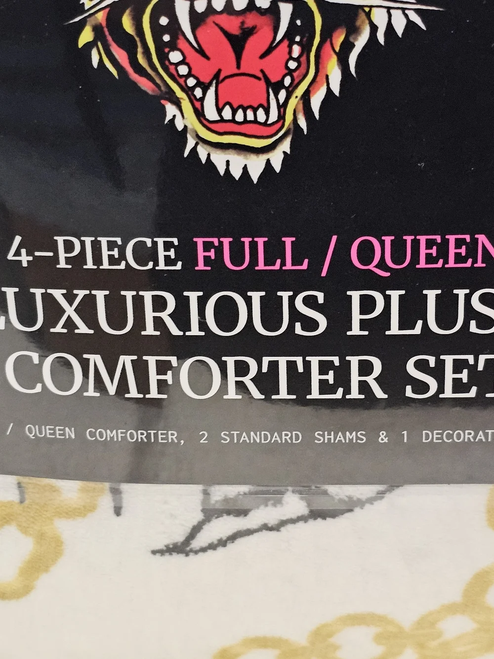 Ed Hardy 4 Piece Full Queen Comforter Set Viral Bedding Tigar Chain